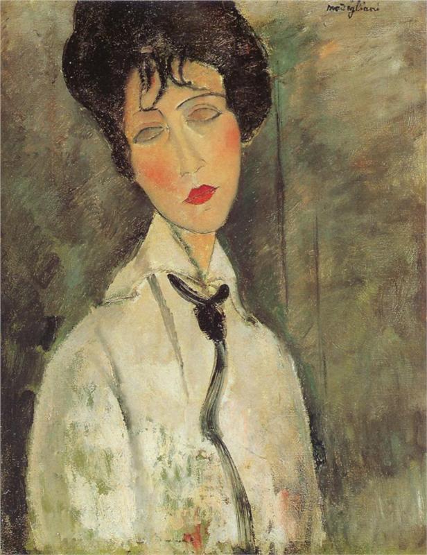Woman with a Black Tie - Amedeo Modigliani Paintings